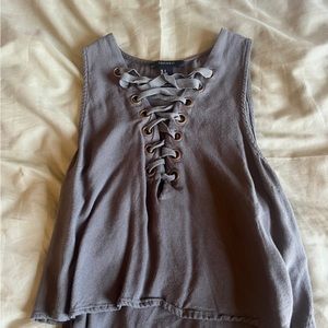 Green lace up cropped top